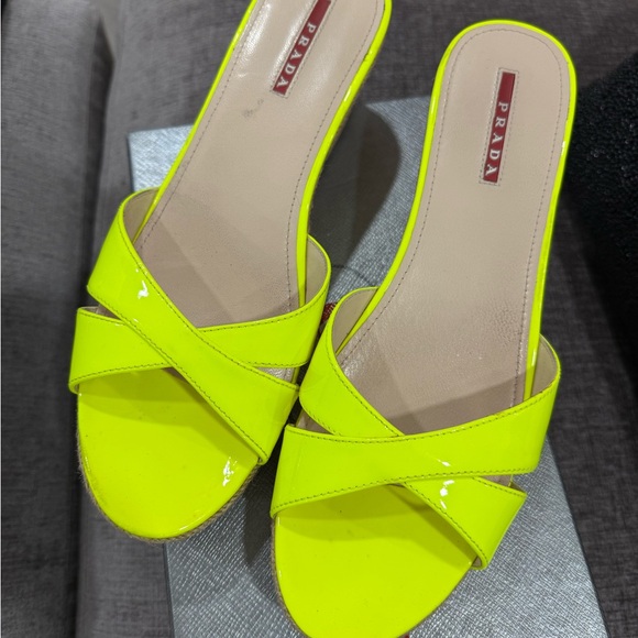 Prada Women's Bright Yellow Slide Sandals